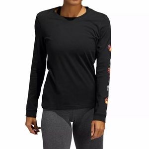 NWOT adidas Long Sleeve Tee w Floral Design on Sleeves